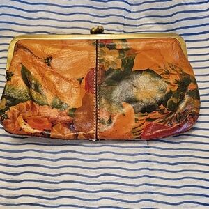Patricia Nash Floral Leather Clutch - Orange and Green